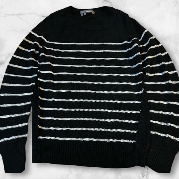 360 Sweater Semi Sheer Black with White Stripes Size M - Picture 1 of 8